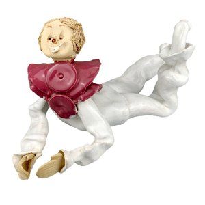 Vtg Studio Art Pottery Clown Sculpture Figurine Whimsical Artist Signed OOAK